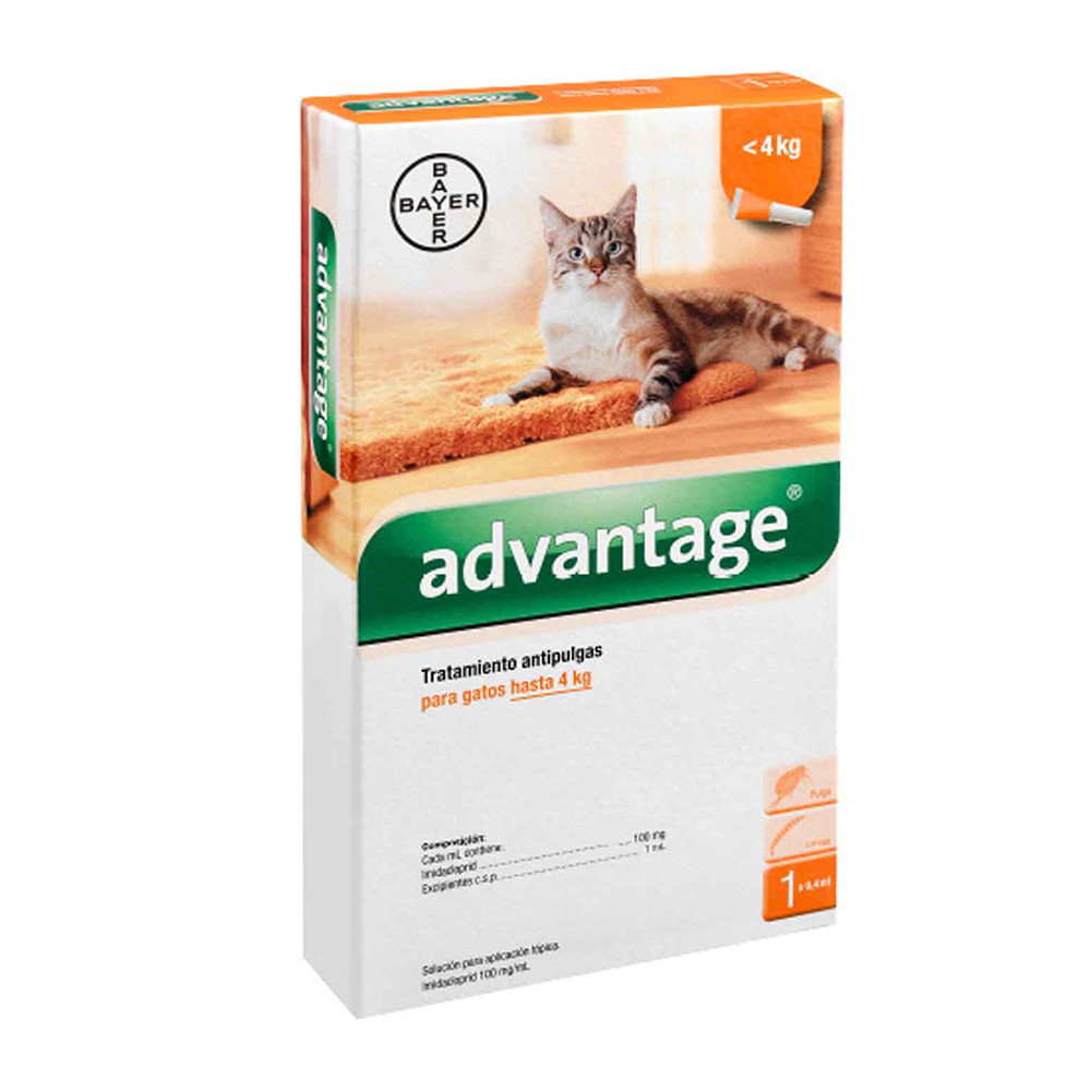 ADVANTAGE GATOS 1 Pipeta de 0.4 ml (Naranja) hasta 4kg