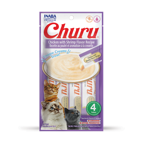 CHURU-CHICKEN WITH SHRIMP FLAVOR RECIPE, 56 GR (4 TUBOS 14 GR)