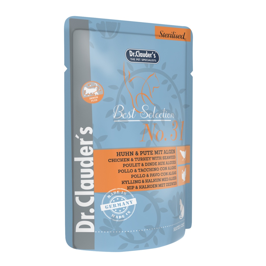 DR. CLAUDERS CAT STERILISED POLLO Y PAVO CON ALGAS 85 GR