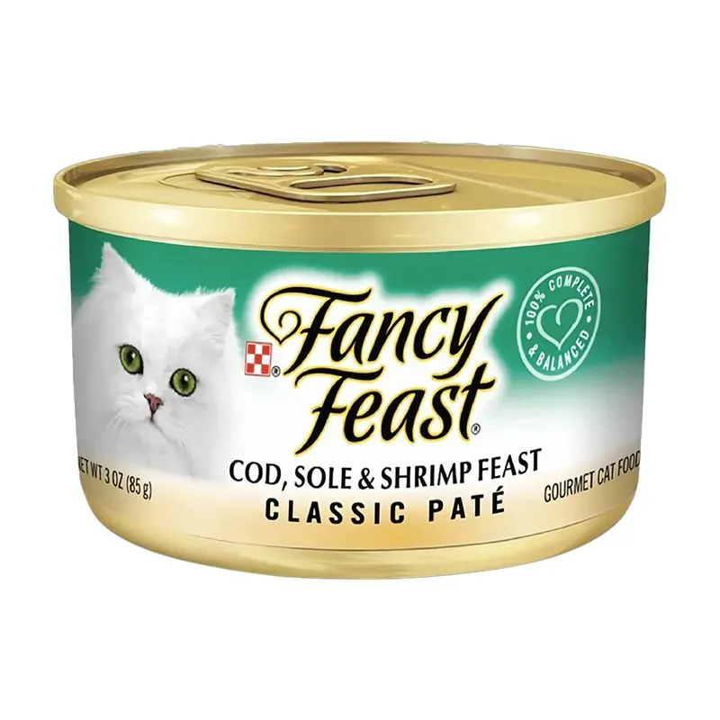 FANCY FEAST BACALAO, LENGUADO Y CAMARON 85 GR