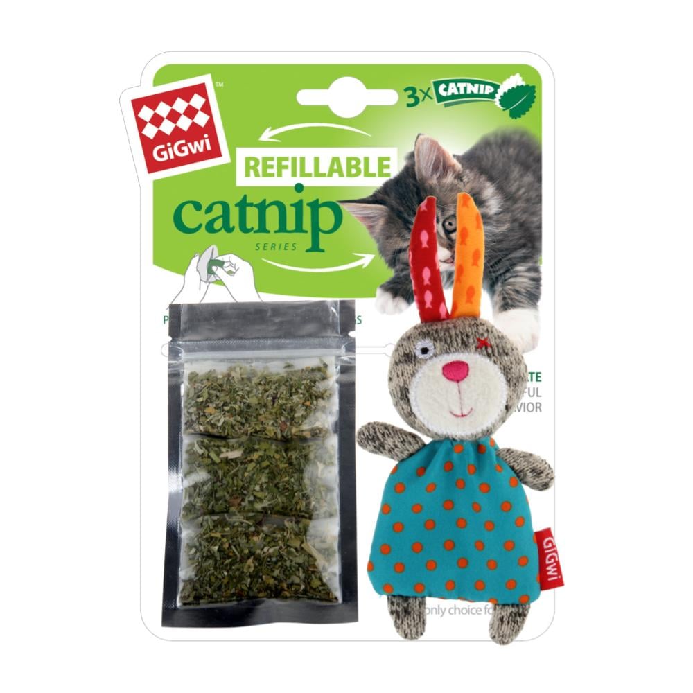 GIGWI RABBIT REFILLABLE CATNIP 