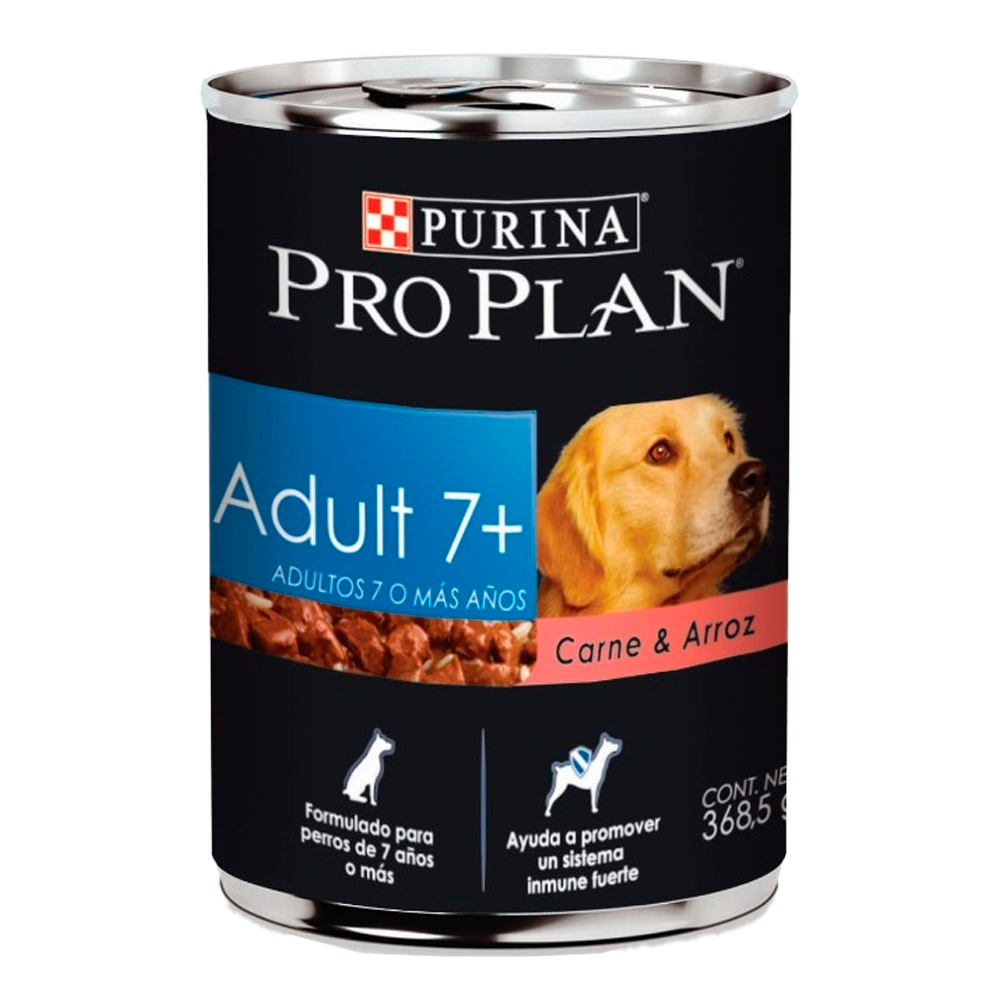 PRO PLAN ADULTO MAYOR 7+ CARNE Y ARROZ LATA 368 GR