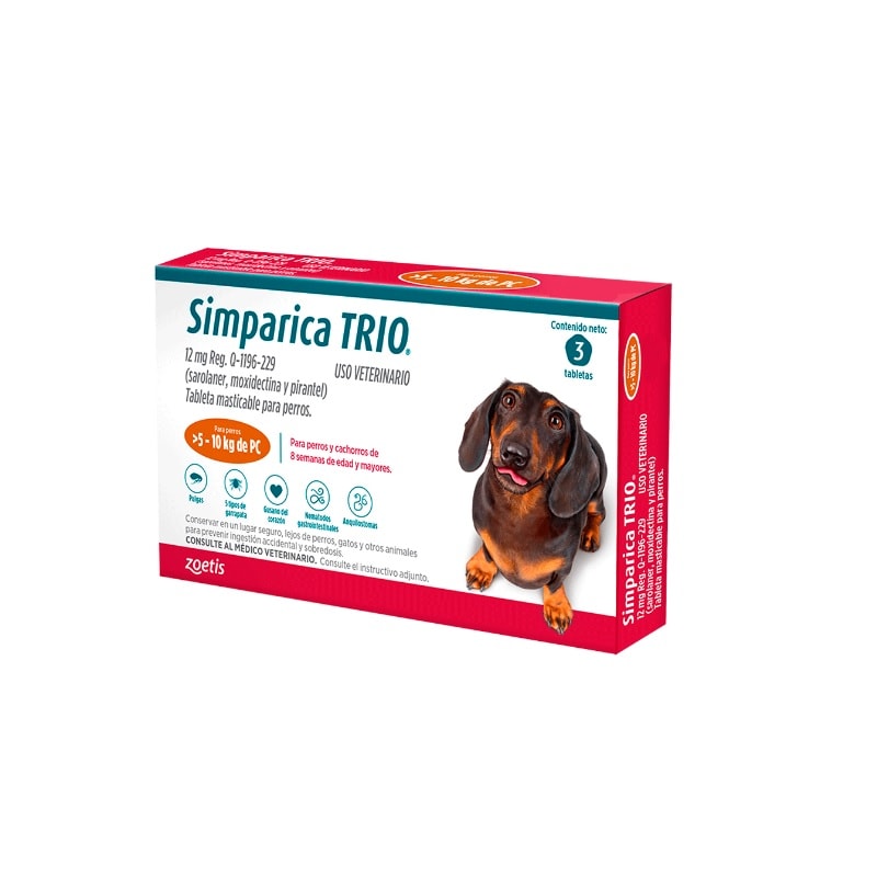 SIMPARICA TRIO 12MG X 1 TABLETA (CARAMEL) 5 - 10 KG