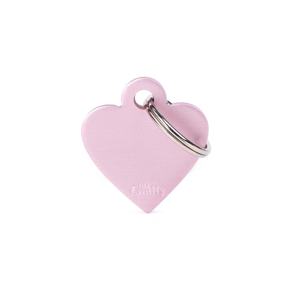 MY FAMILY - SMALL HEART ALUMINUM PINK