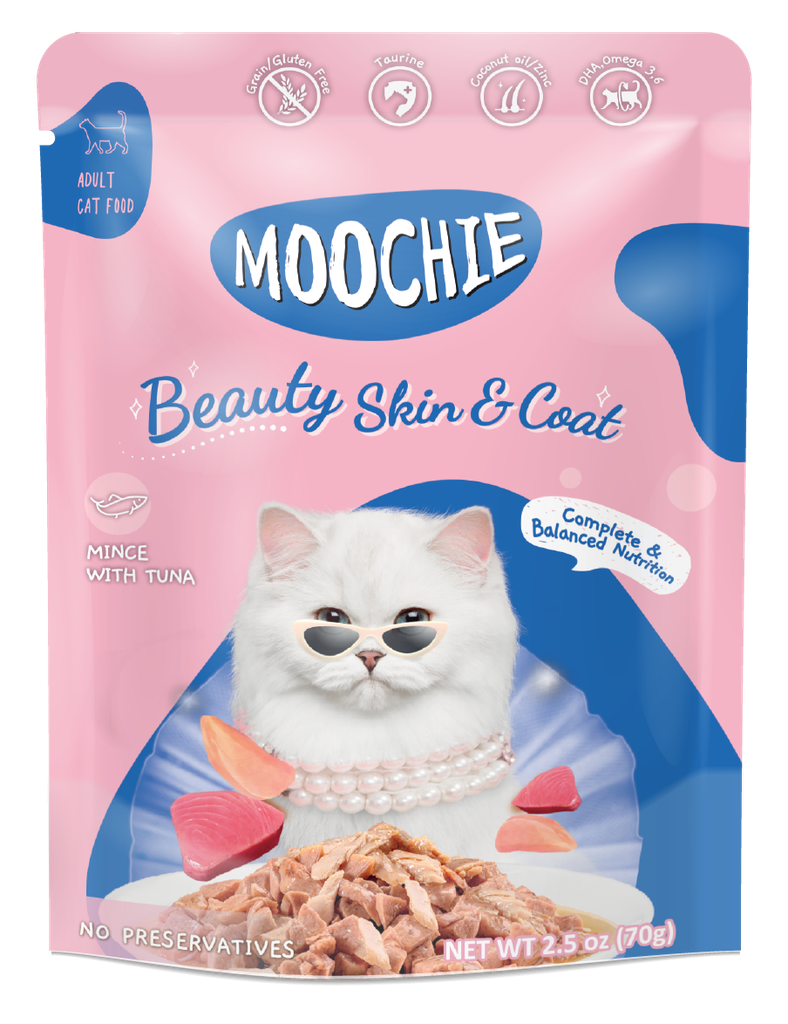 MOOCHIE CAT BEAUTY SKIN & COAT MINCE WITH TUNA 70G