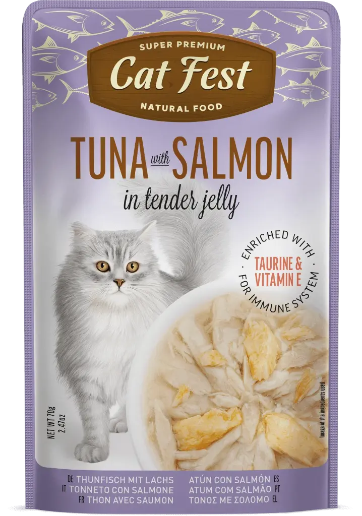CAT FEST TUNA WITH SALMON IN TENDER JELLY 70GR  