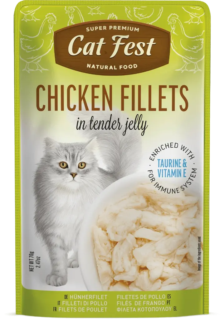 CAT FEST CHICKEN FILLETS IN TENDER JELLY 70GR 