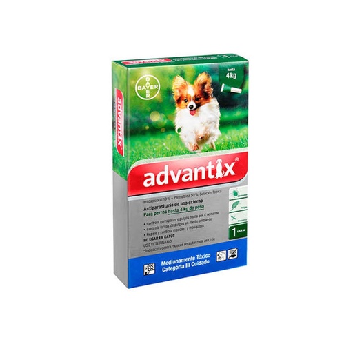 ADVANTIX ‐ 1 PIPETA DE 0.4 ML (VERDE) HASTA 4KG
