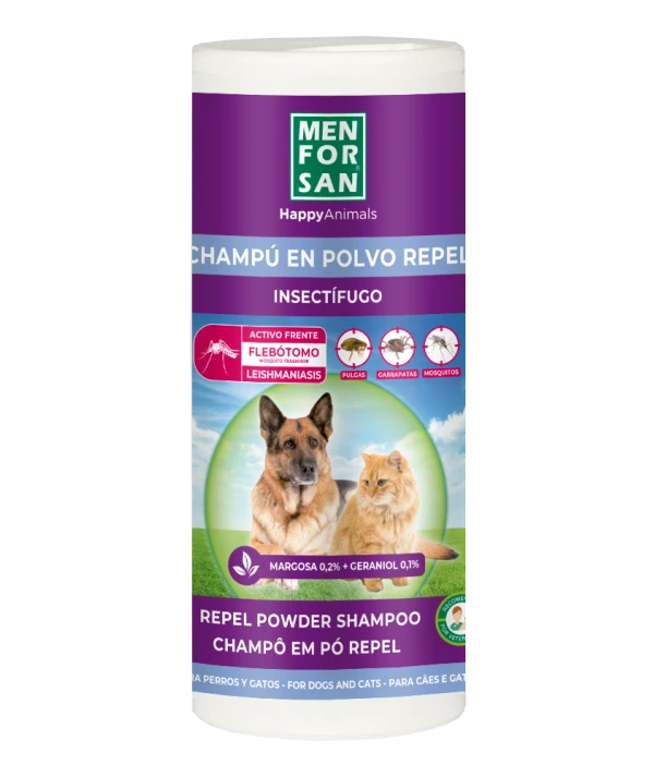 CHAMPÚ EN POLVO C/REPELENTE DE INSECTOS 250 GR- MEN FOR SAN