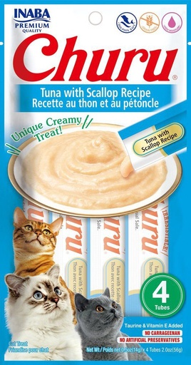 CHURU-TUNA WITH SCALLOP RECIPE, 56 GR (4 TUBOS 14 GR)