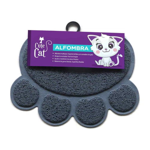 CUTE CAT ALFOMBRA GRIS HUELLA