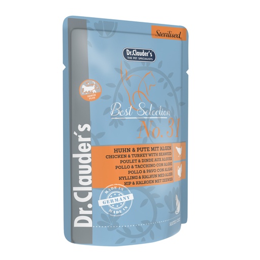 DR. CLAUDERS CAT STERILISED POLLO Y PAVO CON ALGAS 85 GR