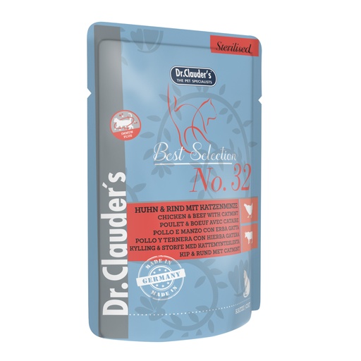 DR. CLAUDERS CAT STERILISED POLLO Y TERNERA CON HIERBA GATERA 85 GR
