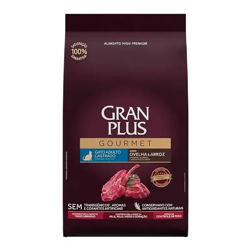 GRAN PLUS GOURMET GATO ADULTO CASTRADO SABOR OVEJA & ARROZ X 3KG