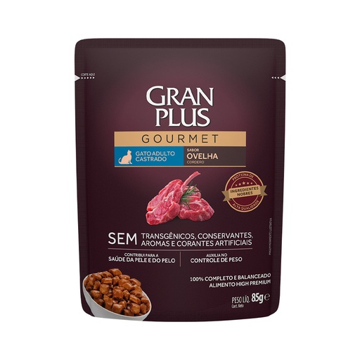 GRANPLUS SACHE GOURMET GATO ADULTOCASTRADO SABOR OVEJA X 85 G