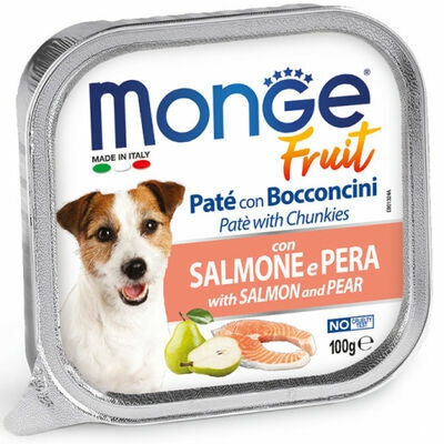 MONGE FRUIT SALMON Y PERA 100 GR