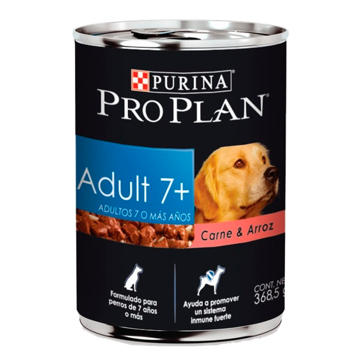 PRO PLAN ADULTO MAYOR 7+ CARNE Y ARROZ LATA 368 GR