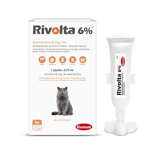 RIVOLTA 6% 0.75 ML 2.6 - 7.5 KG X 1 PIPETA