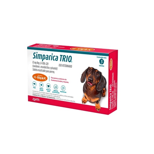 SIMPARICA TRIO 12MG X 1 TABLETA (CARAMEL) 5 - 10 KG