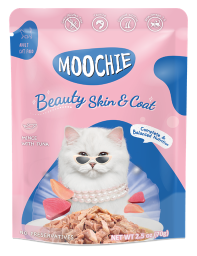 MOOCHIE CAT BEAUTY SKIN & COAT MINCE WITH TUNA 70G
