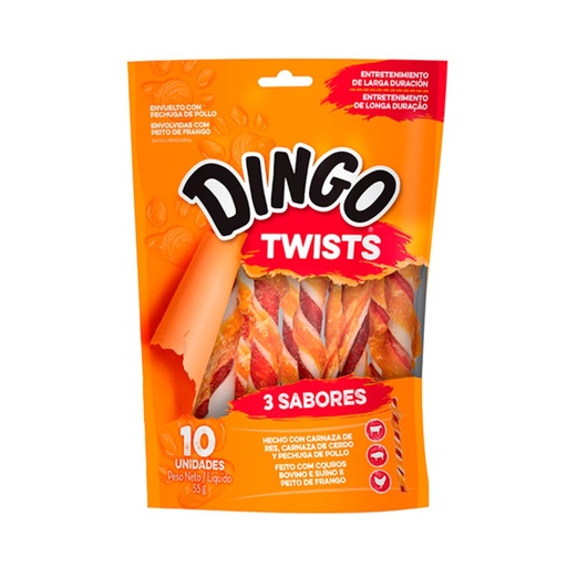 DINGO TWISTS 3 SABORES, 10 UNIDADES