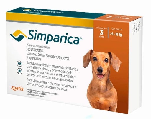 SIMPARICA 5-10 KG X UNIDAD 