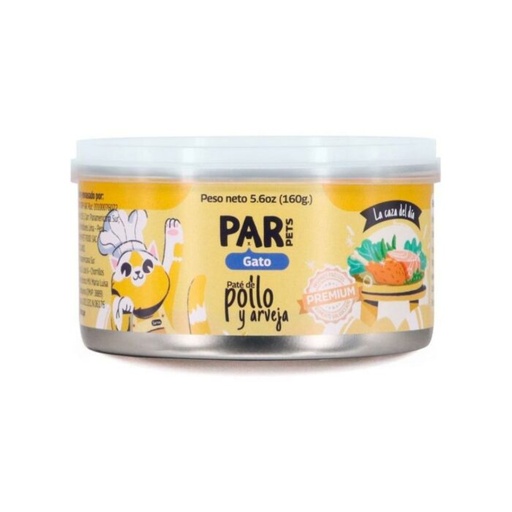 PAR PETS PATE DE POLLO Y ARVEJA 160 GR 