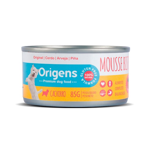 ORIGENS MOUSSE BISTRO CACHORRO TROPICAL CERDO Y ARVERJA 85GR