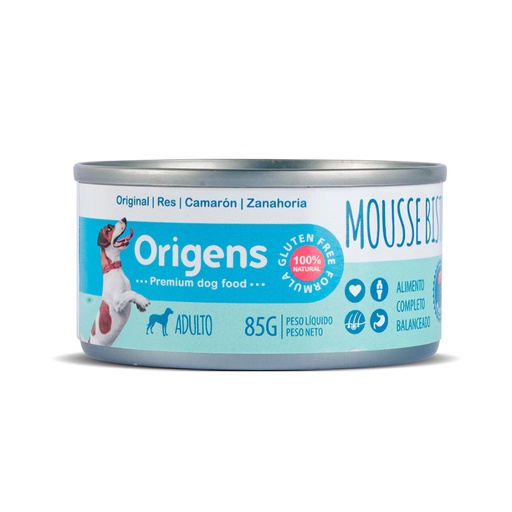 ORIGENS MOUSSE BISTRO MARINO RES, CAMARON Y ZANAHORIA 85GR  