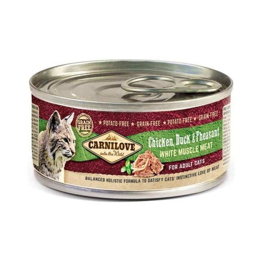 CARNILOVE CHICKEN, DUCK & PHEASANT FOR ADULT CATS 100GR  