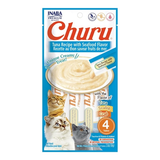 CHURU ATUN WITH SEAFOOD, 56 GR (4 TUBOS 14 GR)  