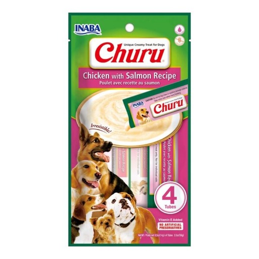CHURU DOG CHICKEN  WITH SALMON 56 GR (4 TUBOS 14 GR)  