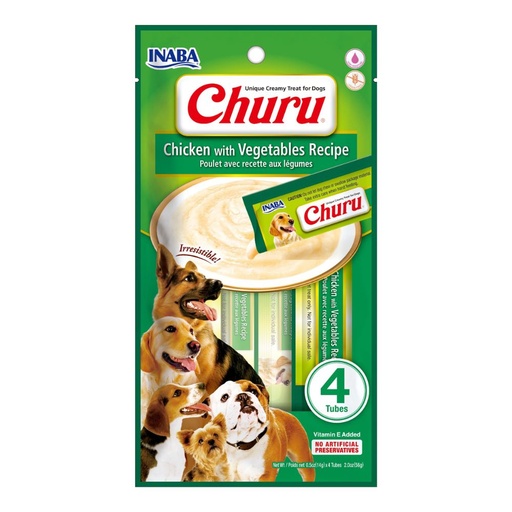CHURU DOG CHICKEN WITH VEGETABLES 56 GR (4 TUBOS 14 GR)  