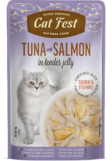 CAT FEST TUNA WITH SALMON IN TENDER JELLY 70GR  