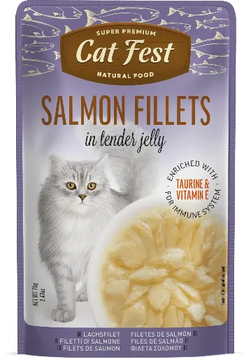 CAT FEST SALMON FILLETS IN TENDER JELLY 70GR