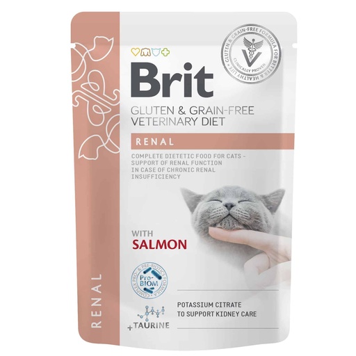 BRIT GF VD CAT POUCH FILLETS IN GRAVY RENAL 85 GR   